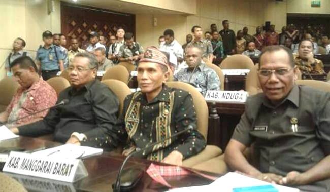 Asisten I Bupati Manggarai Barat, Benediktus Banu hadir memwakili Managgarai Barat dalam deklarasi 225 usulan DOB di DPD, Selasa 4 Oktober 2016 (Foto: Facebook Bernadus Barat Daya)