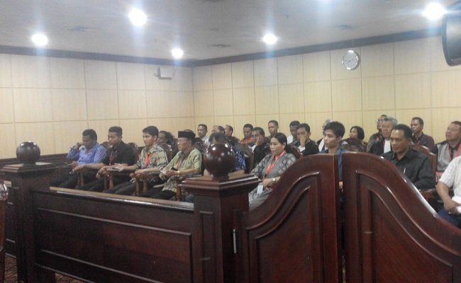Suasana di ruang sidang Mahkamah Konstitusi, Jakarta, Selasa