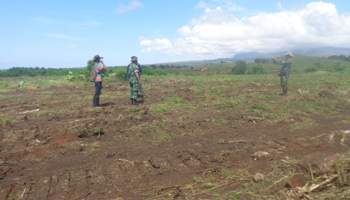 Proses pembukaan areal sawah baru di Lembor dijaga oleh aparat TNI. (Foto: Floresa)