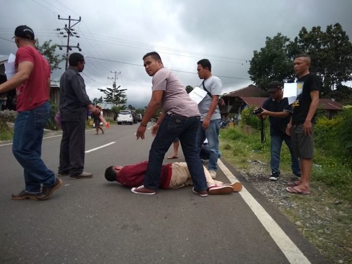 Suasana olah TKP kasus penembakan